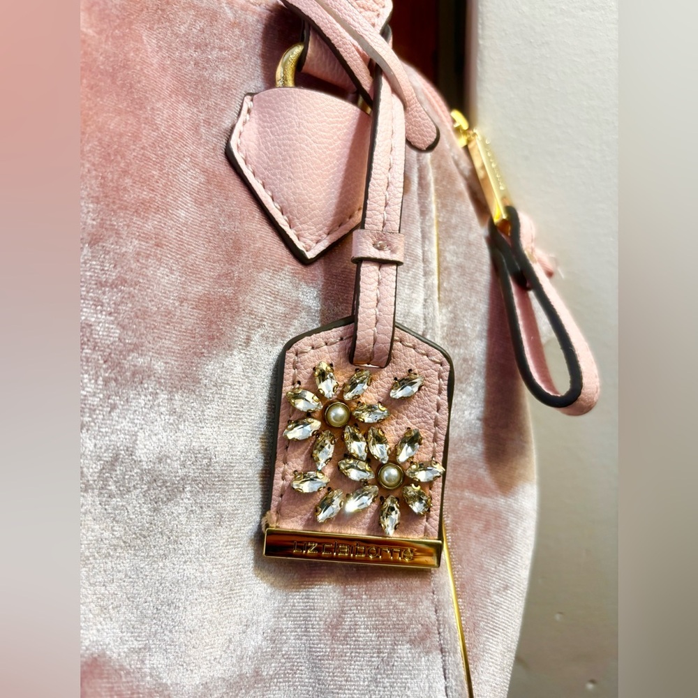 Liz Claiborne Pink Princess Studded Charm Tag Fluffy Purse - Picture 3 of 6